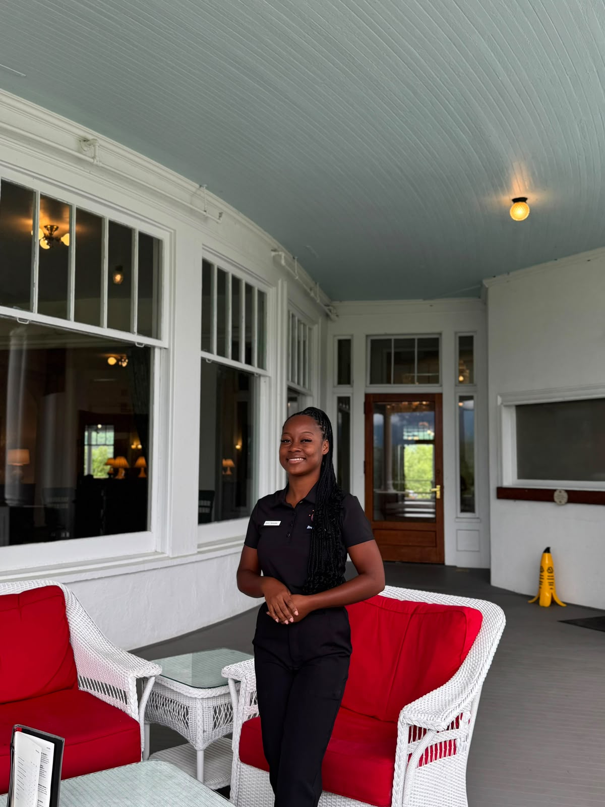 A Polaris participant on the floor of a US hotel dining room, ready for service